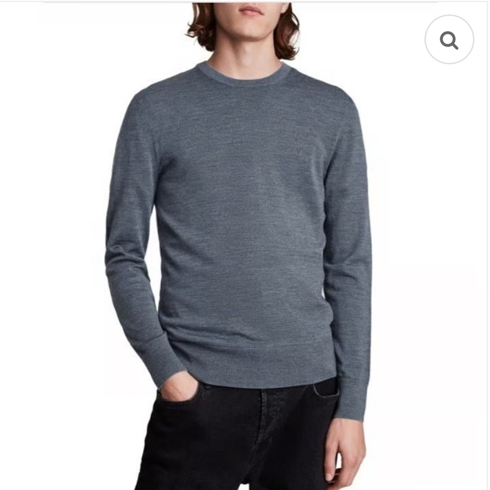 NWT All Saints Mode Merino Wool Crewneck Sweater in Adventurer Blue